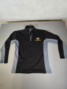 Mizzou Missouri Tigers Knights Apparel 1/4 Zip Pullover Black Grey Mens Large